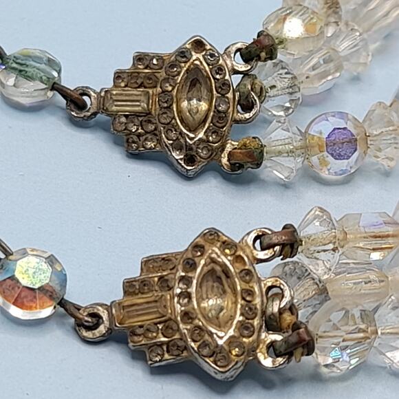 Vintage 1950s Aurora Borealis Crystal Three-Strand Necklace - 16 Inches - Picture 8 of 10